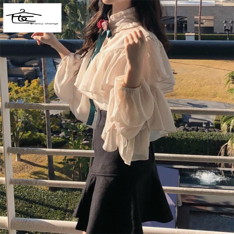 Áo Sơ Mi Tay Phồng Dáng Ôm Phong Cách Phương Tây Thời Trang Mùa Xuân Mới Size Lớn MM2022 Dành Cho Bạn Nữ