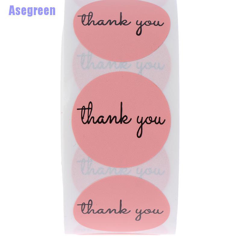 Cuộn 500 miếng dán chữ Thank You 1 inch màu hồng trang trí đa năng