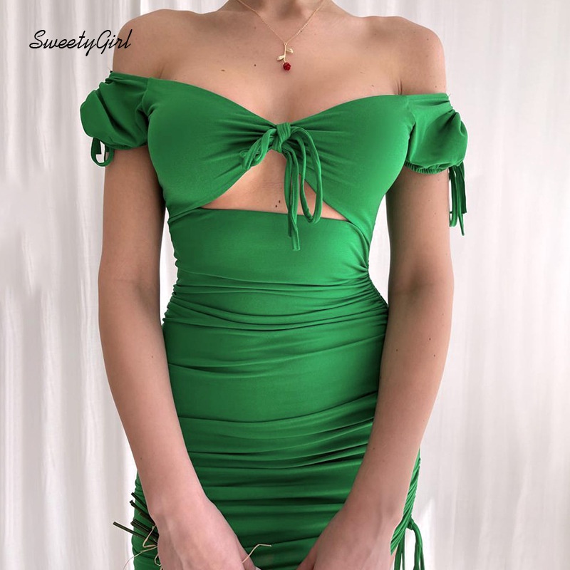 Đầm Tay Ngắn Cổ Chữ V Màu Trơn Phong Cách Quyến Rũ Dành Cho Nữ 2022