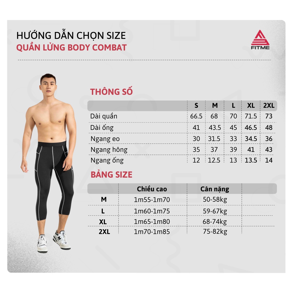 Quần legging thể thao giữ nhiệt nam Fitme form ôm body lửng 3/4 thun co giãn 4 chiều chuyên tập gym bóng rổ