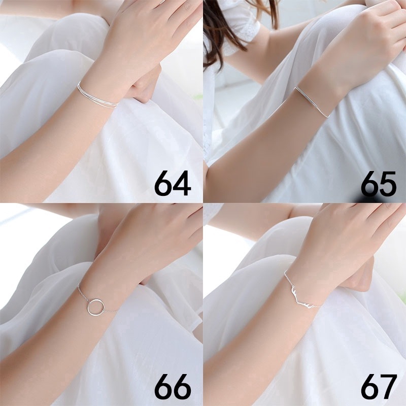 Vòng đeo tay dây mắt xích màu bạc họa tiết đa dạng thời trang cho nữ