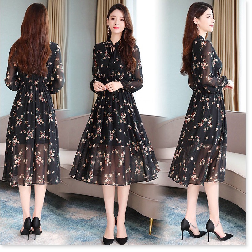 ĐẦM LỤA HOA,HỌA TIẾT ĐƠN GIẢN NHƯNG KHÔNG KÉM PHẦN SANG TRỌNG THỜI TRANG KOKO MI