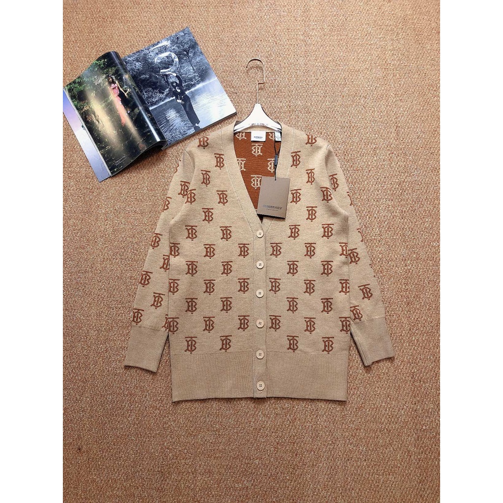 Áo cardigan len nữ thời trang cao cấp Burberry BBR phong cách vintage