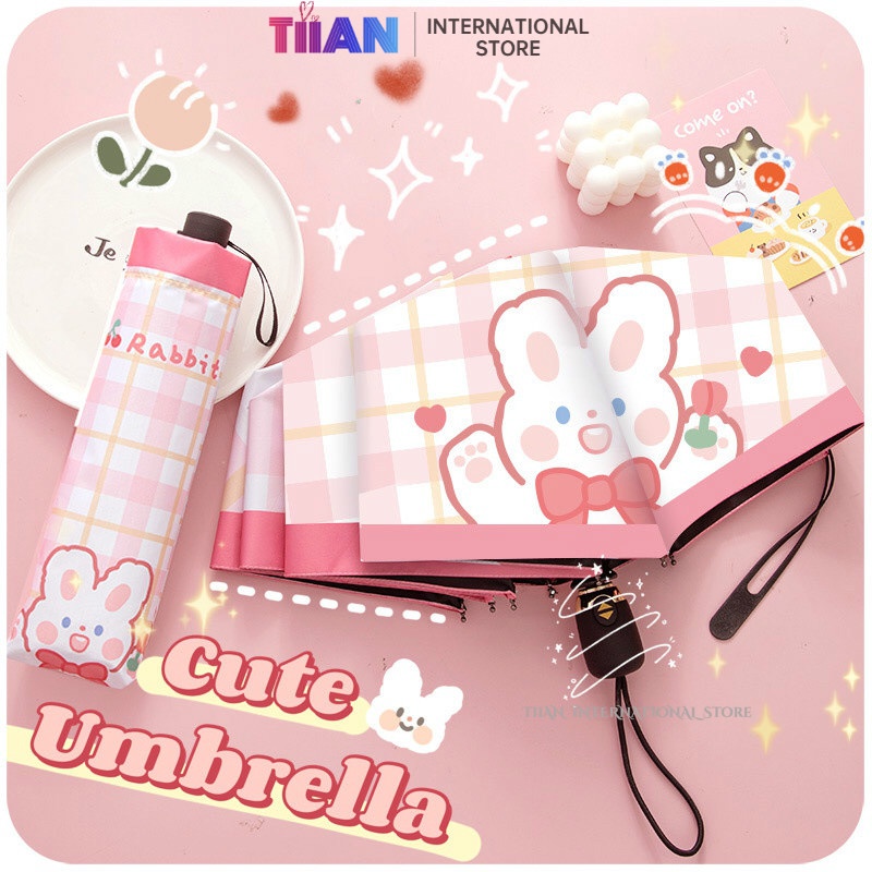 Dù Che Mưa Nắng Chống Tia Cực Tím UPF50 + Gấp Gọn Họa Tiết Hoạt Hình Dễ Thương Cho Bé Gái