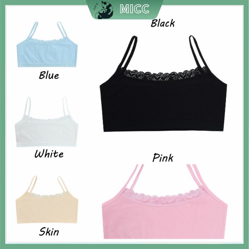 Áo lót cotton viền ren thoáng khí cho bé gái 8-12 tuổi