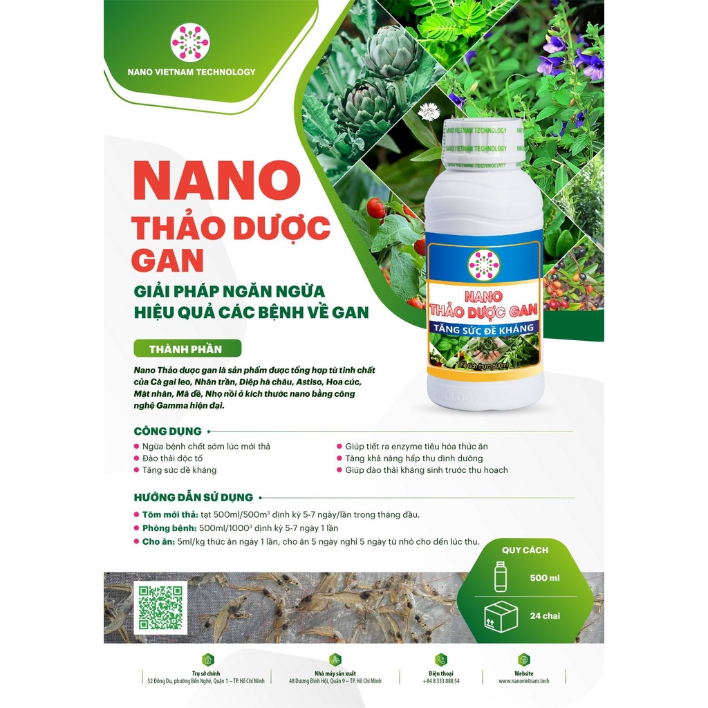 Nano Thảo Dược Gan Vietnam Tech ngăn ngừa các vấn đề về gan cho tôm, cá và động vật thủy sinh 1000ml