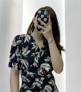 [Ảnh thật] Váy hoa dáng kimono (2 màu)