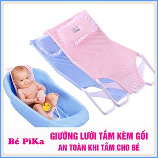 Giường lưới tắm kèm gối tiện lợi cho bé - Chậu tắm đỡ lưng cho bé sơ sinh