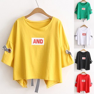 Áo croptop tay lỡ cổ tròn cho nữ