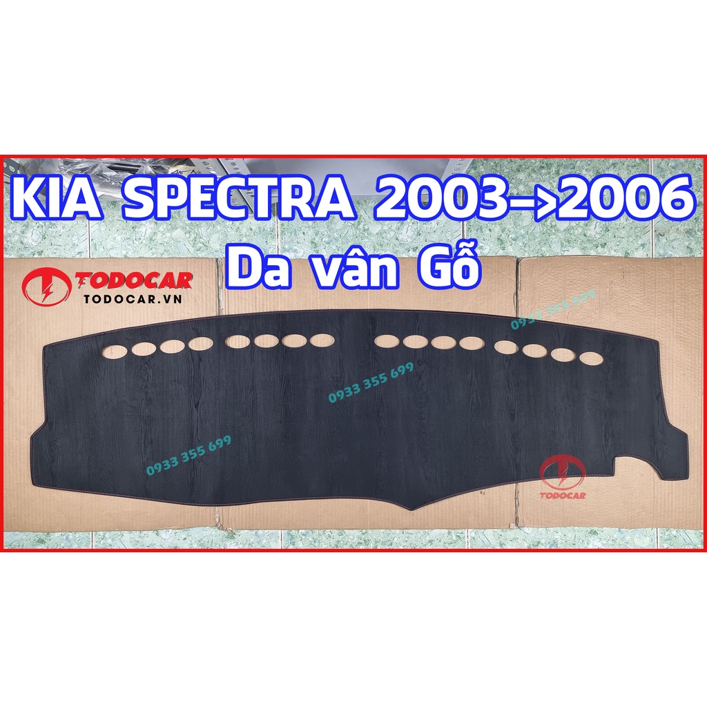 Thảm Taplo KIA SPECTRA bằng Nhung lông Cừu, Da vân Carbon, Da vân Gỗ 2003 2004 2005 2006