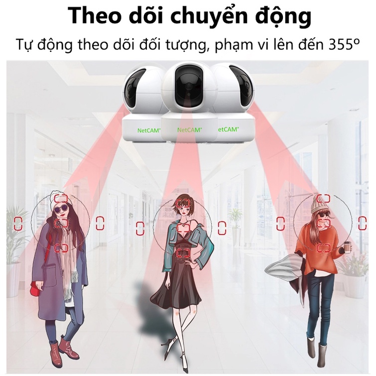 Camera IP Wifi NetCAM NVB2.0 / NVB3.0 / NVB4.0 (độ phân giải 2MP / 3MP / 4MP), xoay 360 độ, đàm thoại 2 chiều