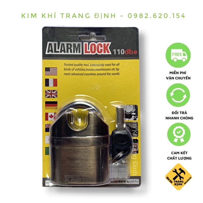 Khoá Báo Động Chống Cắt Chống Trộm Kinbar K206C màu đồng
