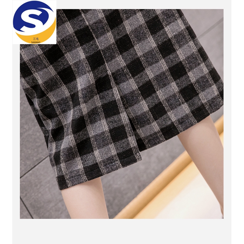 Chân Váy Len Lưng Cao Họa Tiết Sọc Caro Phong Cách Trẻ Trung | BigBuy360 - bigbuy360.vn