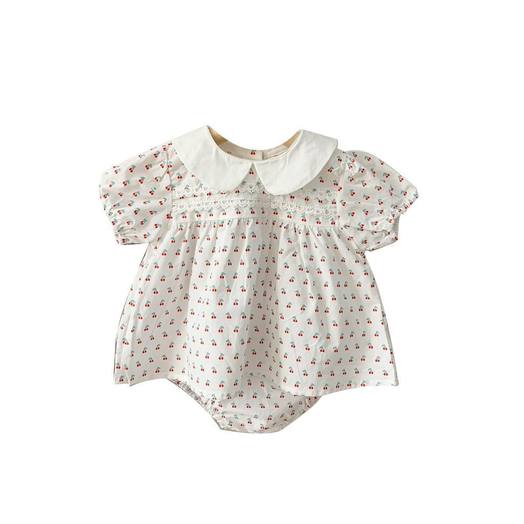 Bộ Áo Liền Quần Hai Mảnh Tay Ngắn In Họa Tiết cherry / Hoa Phong Cách Hàn Quốc Thời Trang Mùa Hè Dành Cho Bé Trai 08