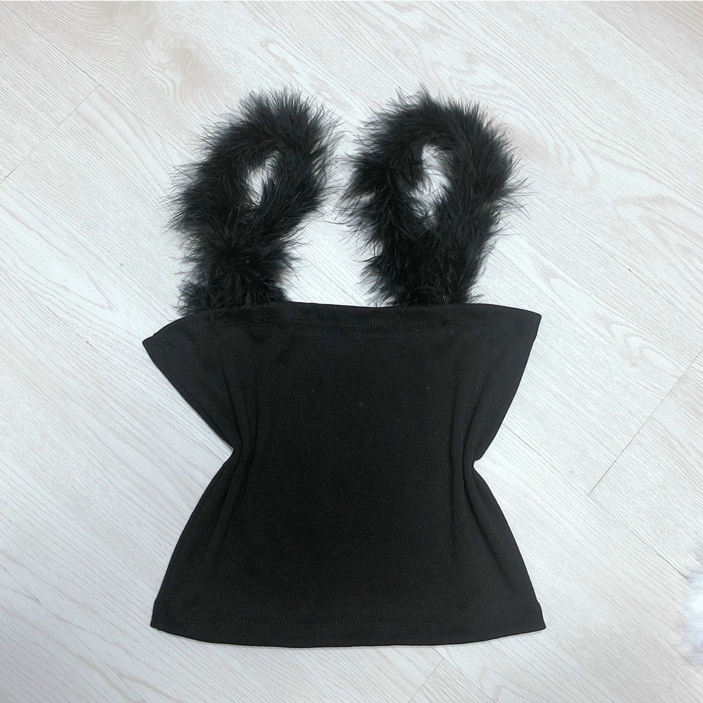 Áo hai dây lông vũ siêu xinh alohashop91