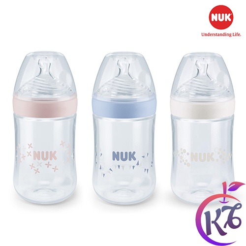 Bình sữa NUK cổ rộng Nature Sense nhựa PP 260ml ty Silicone 1M cho bé 0-6 tháng - NU21495 - bình sữa
