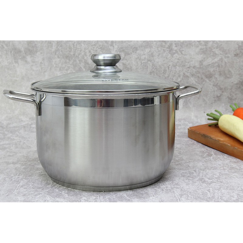 Nồi luộc gà FiveStar inox 430 nắp kính (26cm / 28cm / 30cm / 32cm), 3 đáy dùng bếp từ, hồng ngoại,gas