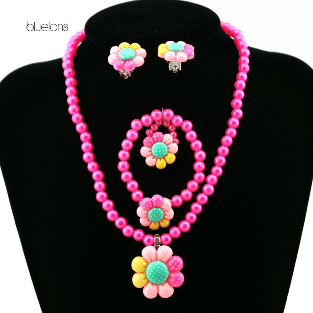 Bộ Trang Sức Họa Tiết Hoa Đính Ngọc Trai Nhân Tạo Đẹp Mắt Cho Nữ