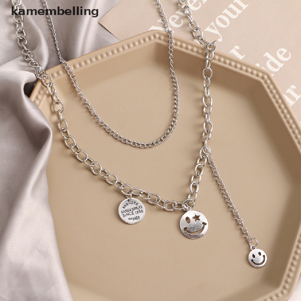 Vòng cổ Nhiều Lớp Mặt Hình Mặt Cười Phong Cách Hip Hop Punk