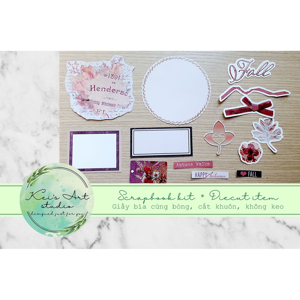 SCRAPBOOK MINI KIT - Bộ diecut trang trí thiệp, album, scrapbook, sổ bullet journal - Chủ đề mùa thu