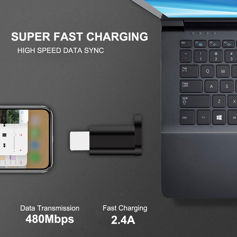 Đầu chuyển đổi cổng Micro USon bóng sang Lightning kèm móc khóa dành cho Iphonex Xs Xr 6 7plus