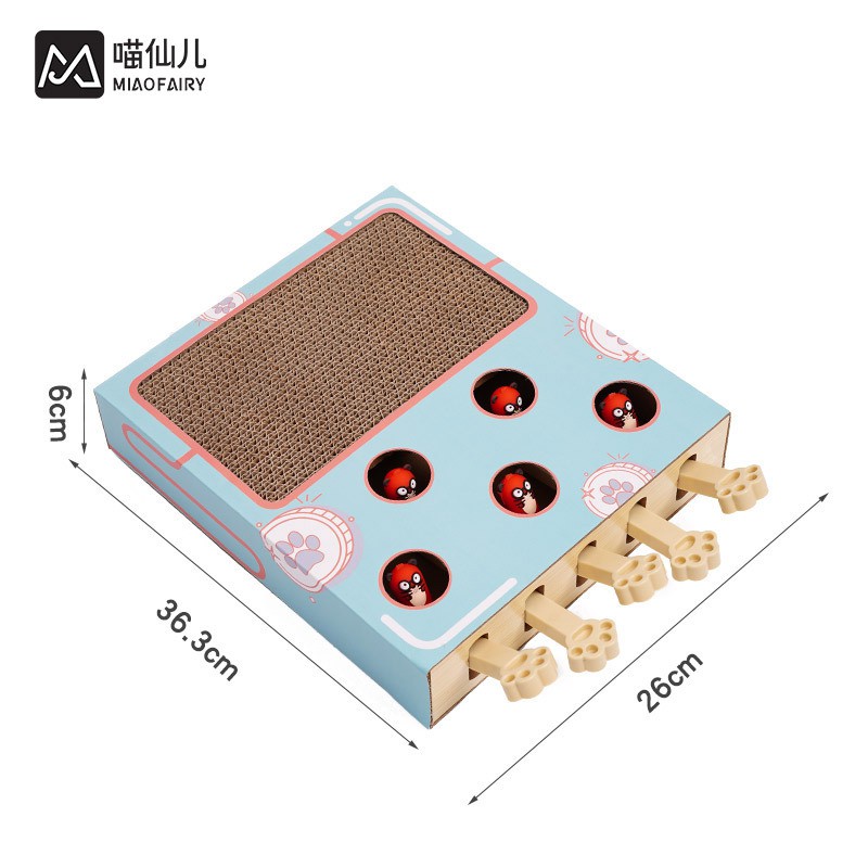 Hộp Đồ Chơi Đập Chuột Kèm Bàn Cào Móng Cho Mèo - Loại Mới 2021 (Tặng Kèm Đồ Chơi &amp; Catnip)