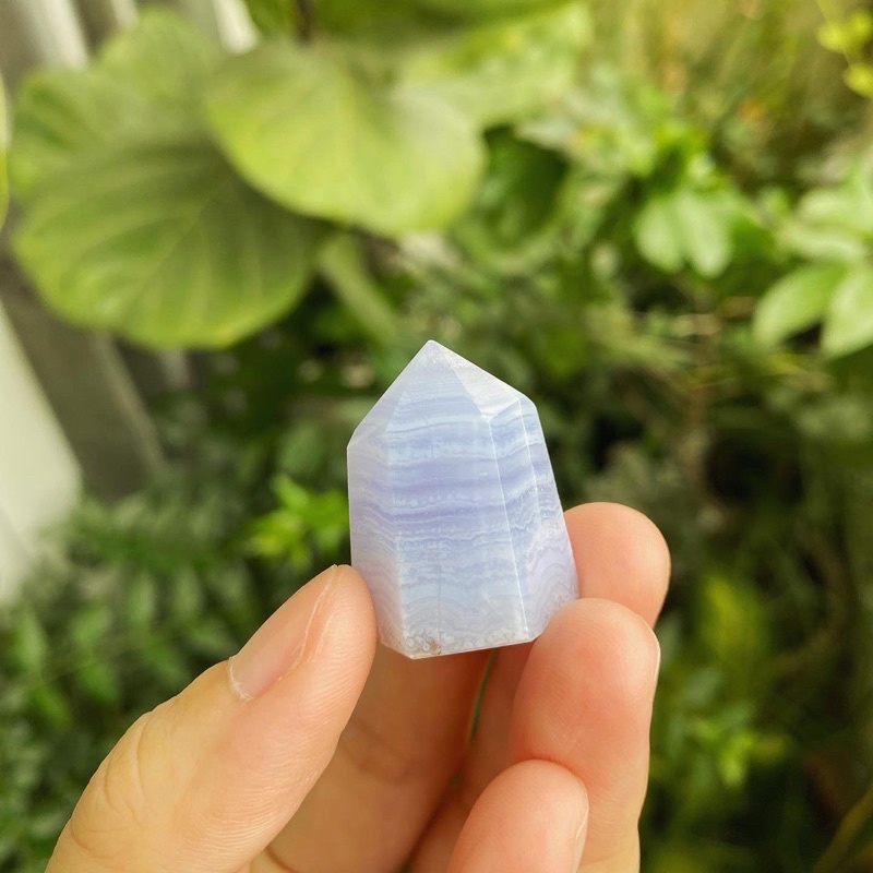 ĐÁ MÃ NÃO VÂN XANH LAM - Trụ, tumbled, cabochon tự nhiên - BLUE LACE AGATE NATURAL HEALING POINT/ TUMBLED/ CABOCHON
