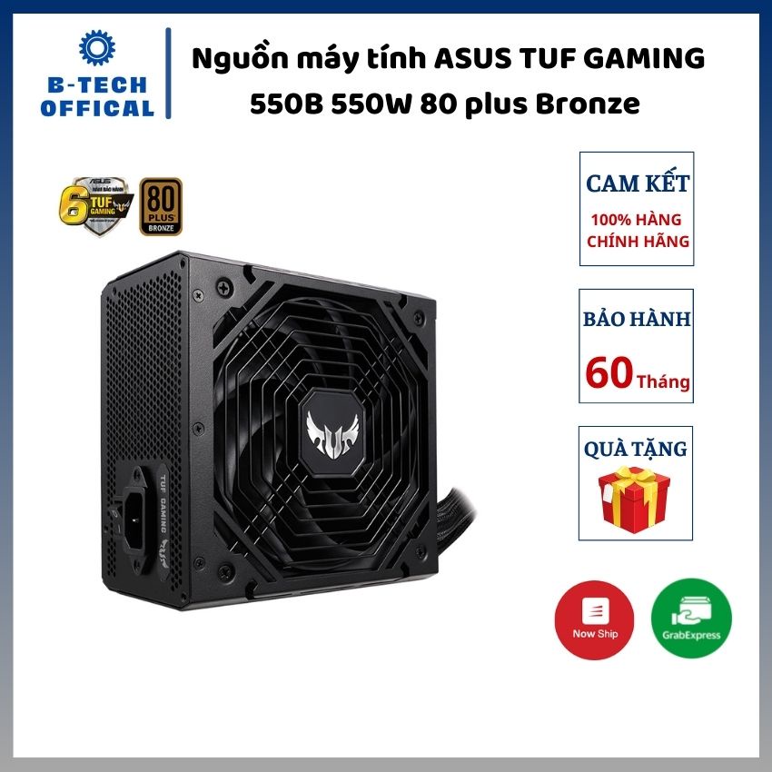 Nguồn máy tính ASUS TUF GAMING 550B 550W 80 plus Bronze ( Màu Đen/80 Plus Bronze ) - Hàng chính hãng bảo hành 60 tháng