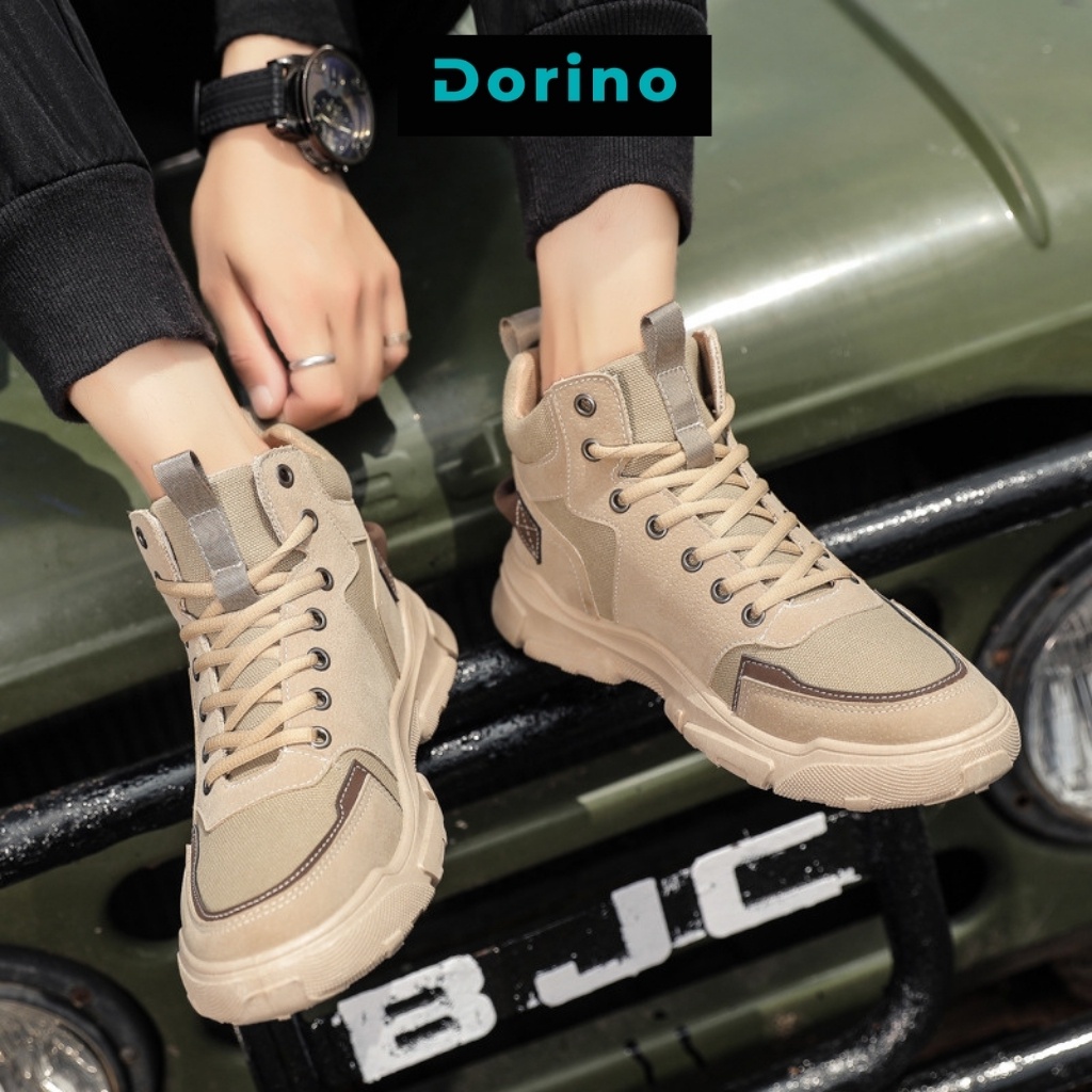 Giày thể thao nam boot cao cổ cao cấp đế bằng buộc dây thoáng khí mới hot size 39 đến 43 DORINO MS38