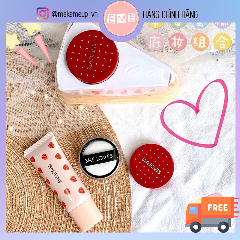 Set kem nền + phấn phủ She loves