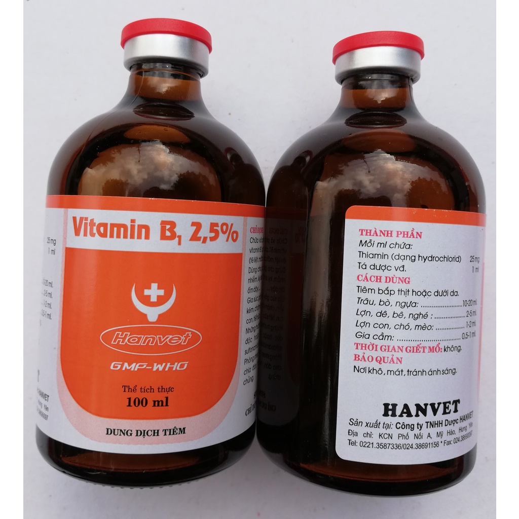 1 lọ Vitamin B1 100ml Dùng cho gia súc, gia cầm,  chó mèo khi ốm dậy, gầy yếu, biếng ăn, tiêu hóa kém,chậm lớn, còi cọc