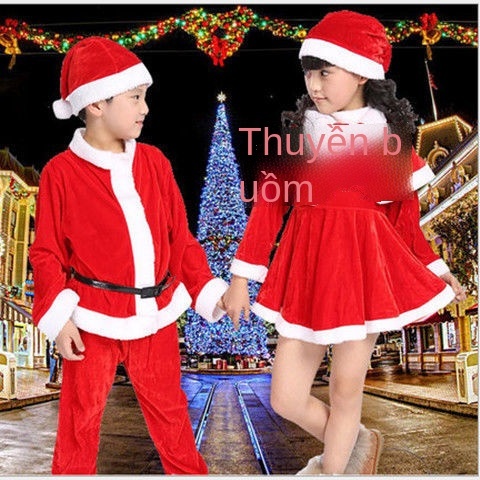 Giáng sinh trẻ em trang phục nam và nữ ăn mặc biểu diễn trường mẫu giáo quần áo giáng ông già Noel