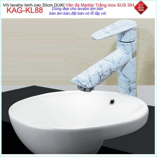 Vòi lavabo vân đá marble Duki KAG-KL88, vòi gật gù lạnh marble thủ công cao cấp cao 20cm