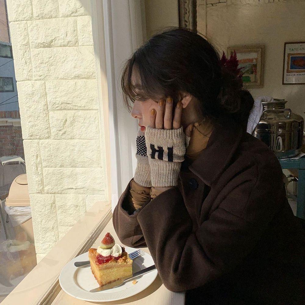 Găng Tay Hở Ngón Vải Nhung Dệt Kim Thoáng Khí Thời Trang Thu Đông Cho Nam