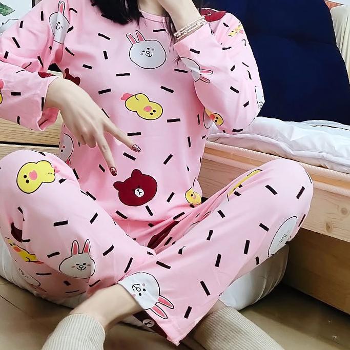 Bộ Đồ Ngủ Tay Dài In Hình Đôi Cánh Dễ Thương Dành Cho Nữ Size Xxl 400