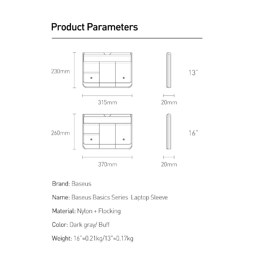 Túi Đựng Laptop Baseus Tiện Lợi Dành Cho Macbook Air Pro 13 14 15 16 | WebRaoVat - webraovat.net.vn