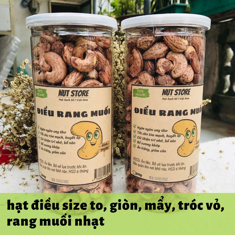 Hạt điều rang muối A Cồ nguyên lụa Bình Phước Nut Store 500g