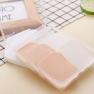 Combo 06 mút bông tán phấn siêu mềm mịn + hộp đựng