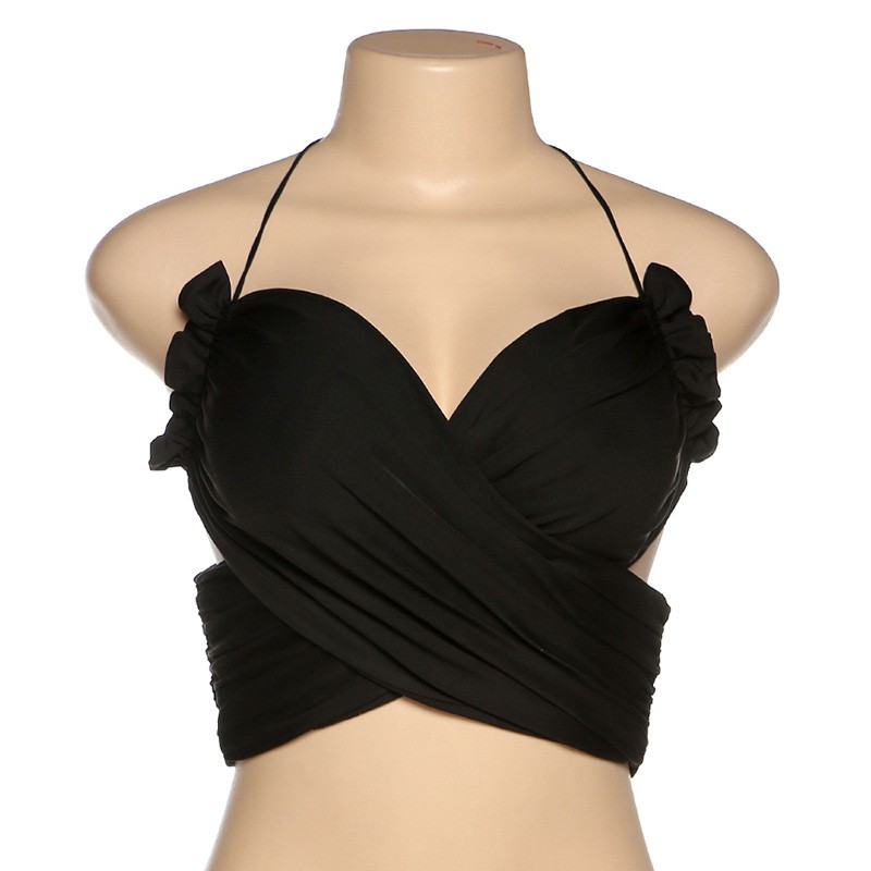 Áo Croptop nhung đen quấn ngực HAC64 - Hỉn Hỉn Store | BigBuy360 - bigbuy360.vn