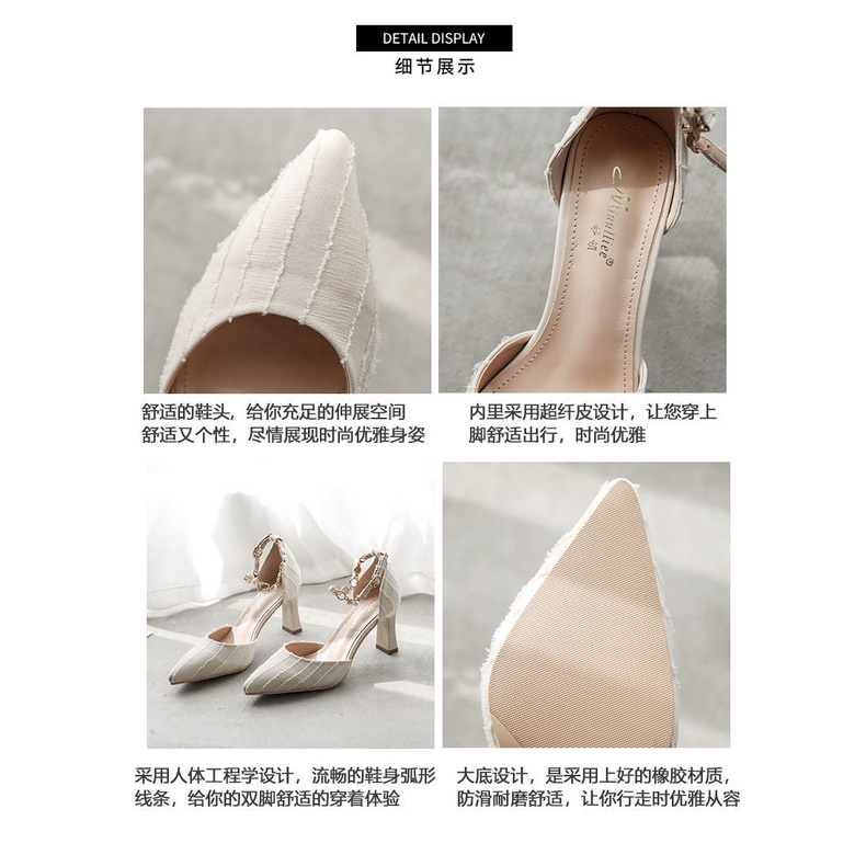 Giày cao gót mũi nhọn phong cách Pháp thanh lịch thời trang