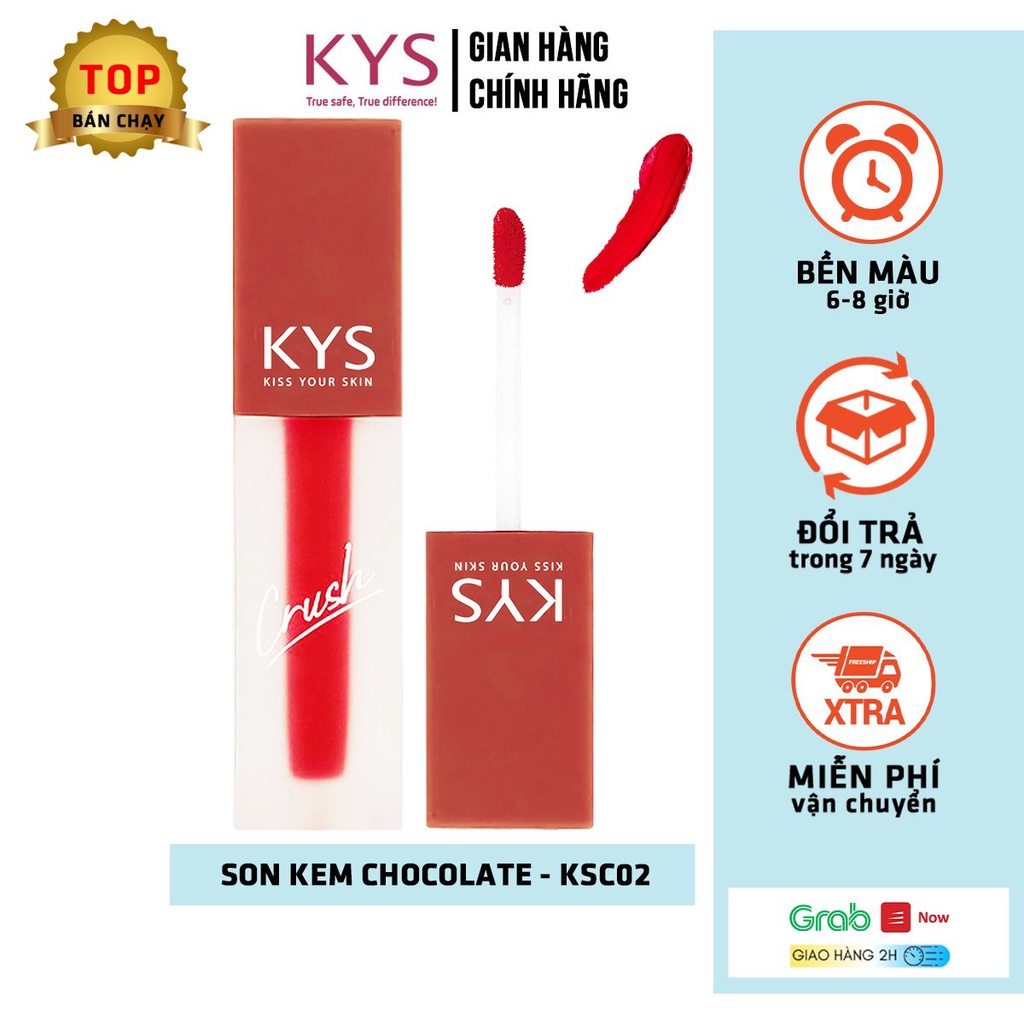 [SON LÌ] Son Kem Lì Lâu Trôi Không Chì Đỏ Lạnh Chocolate KYS Crush 3.5g