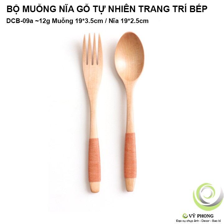 BỘ MUỖNG NĨA GỖ TỰ NHIÊN PHONG CÁCH NHẬT TRANG TRÍ BẾP ĐẠO CỤ CHỤP ẢNH SẢN PHẨM INS DCB-09