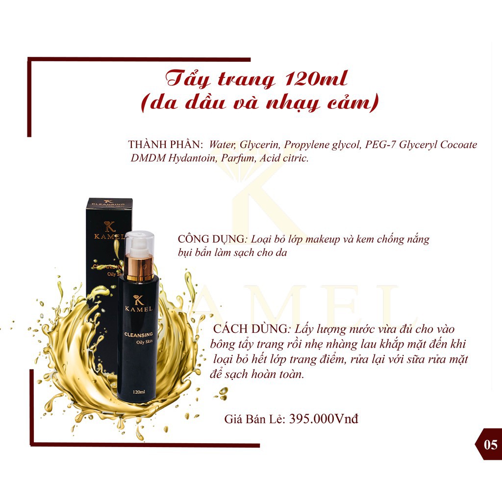 NƯỚC TẨY TRANG KAMEL DÀNH CHO DA KHÔ VÀ DA HỖN HỢP 120L | BigBuy360 - bigbuy360.vn