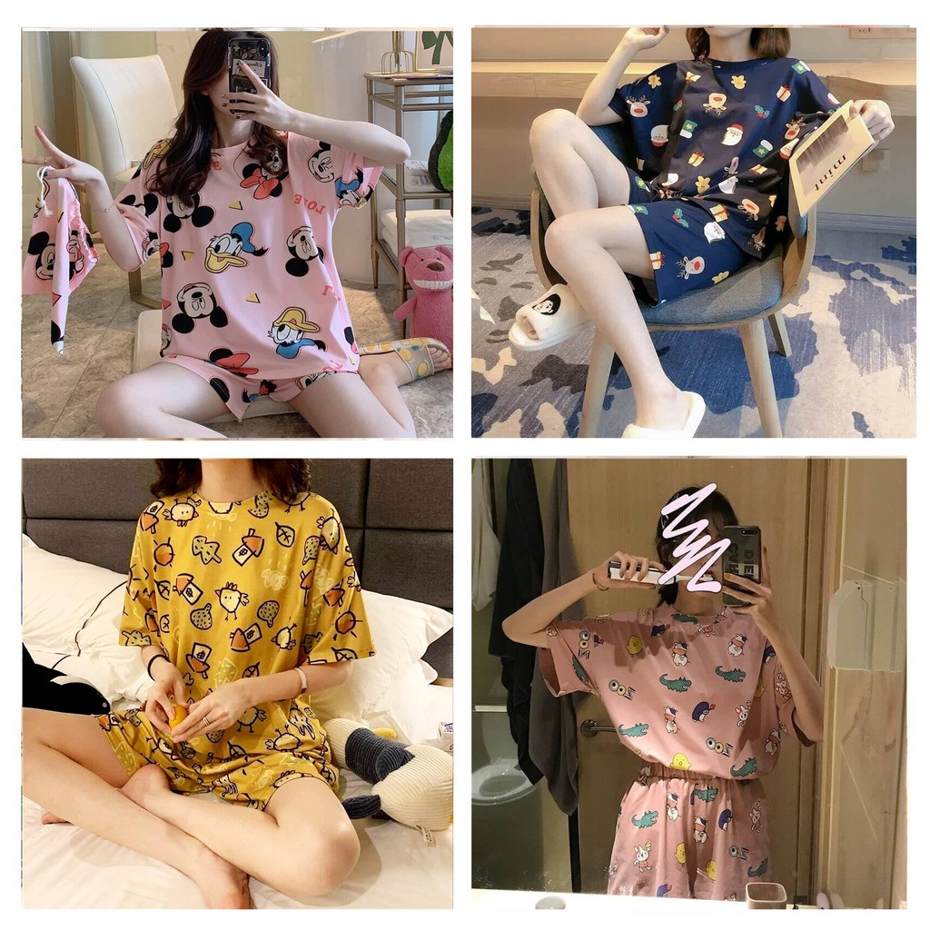 Đồ bộ đùi nữ mặc nhà dễ thương nhiều họa tiết bộ pijama hè chất thun sữa mềm mại - BTTL101 | BigBuy360 - bigbuy360.vn