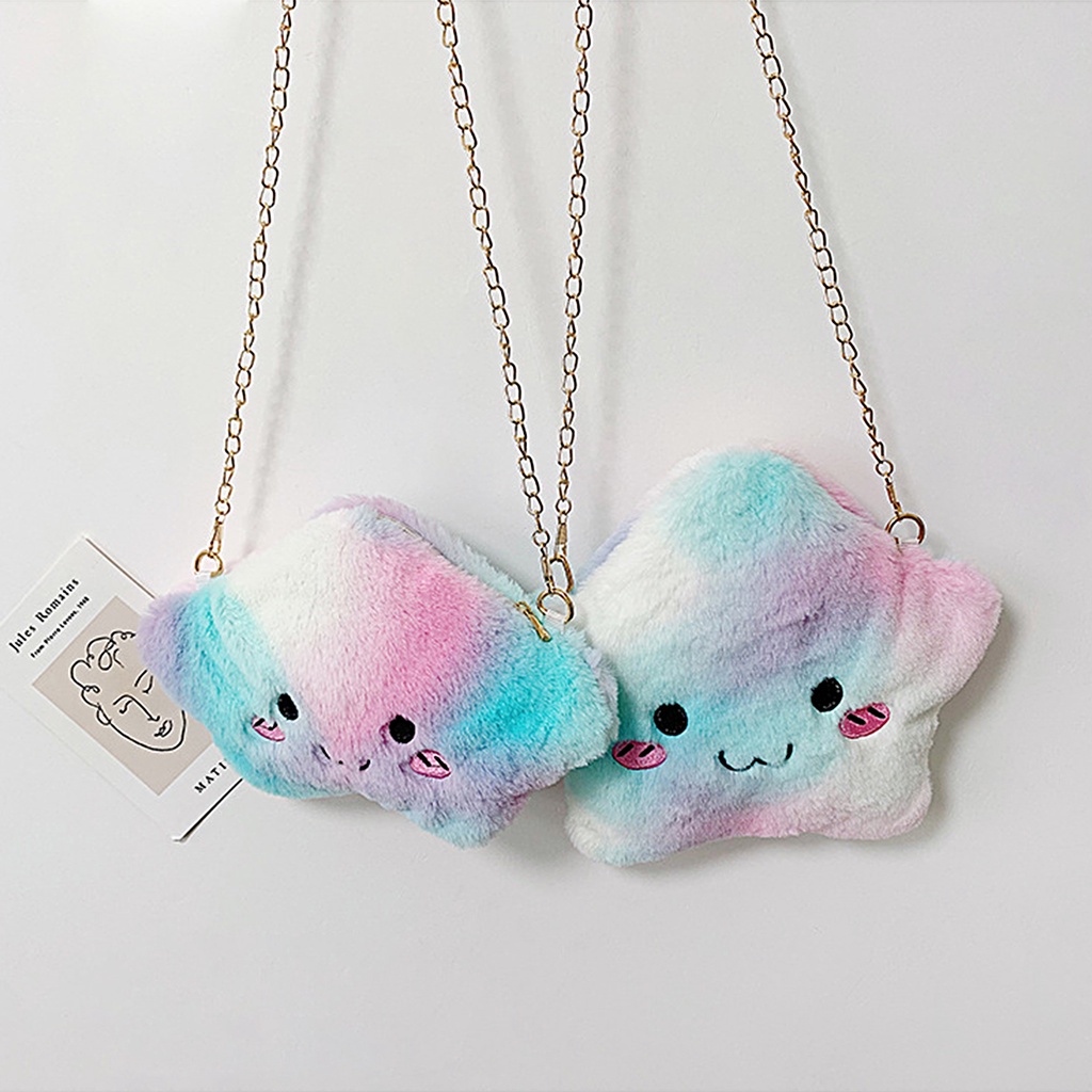 Túi Đeo Chéo Hình Ngôi Sao Vải Lông Xinh Xắn Xắn Thời Trang Cho Nữ