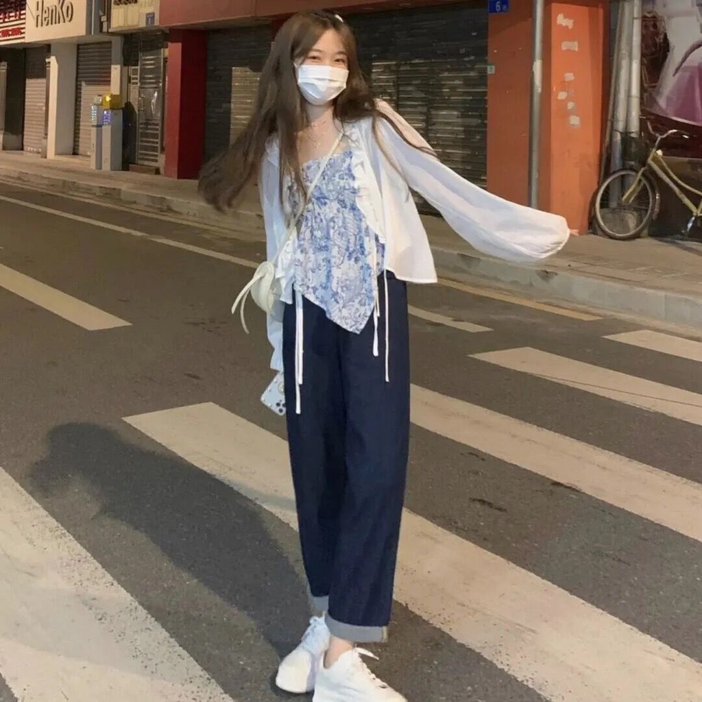 Porozi  Áo Sơ Mi Trắng Tay Dài Chống Nắng Phong Cách Hàn Quốc