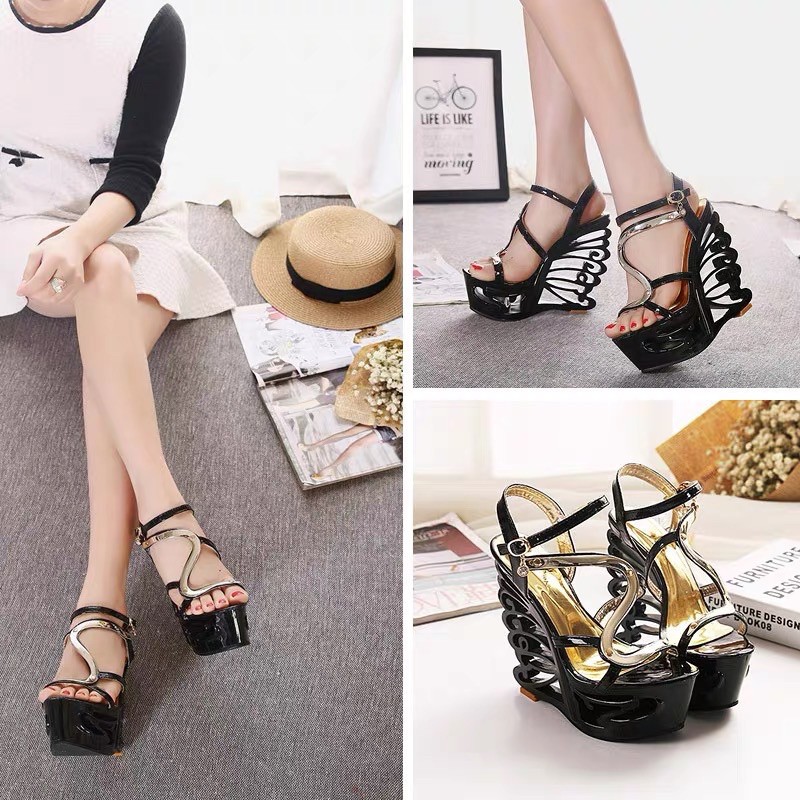 ORDER Giày dép cao gót đế xuồng cánh bướm cao 14cm HI330 size từ 34 đến 39
