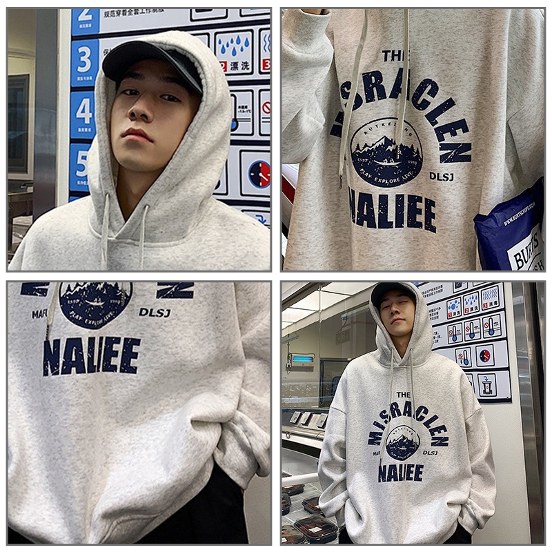 Áo hoodie AOKANG dáng rộng lot nhung phong cách Hàn Quốc thời trang mùa thu dễ phối đồ cho nam