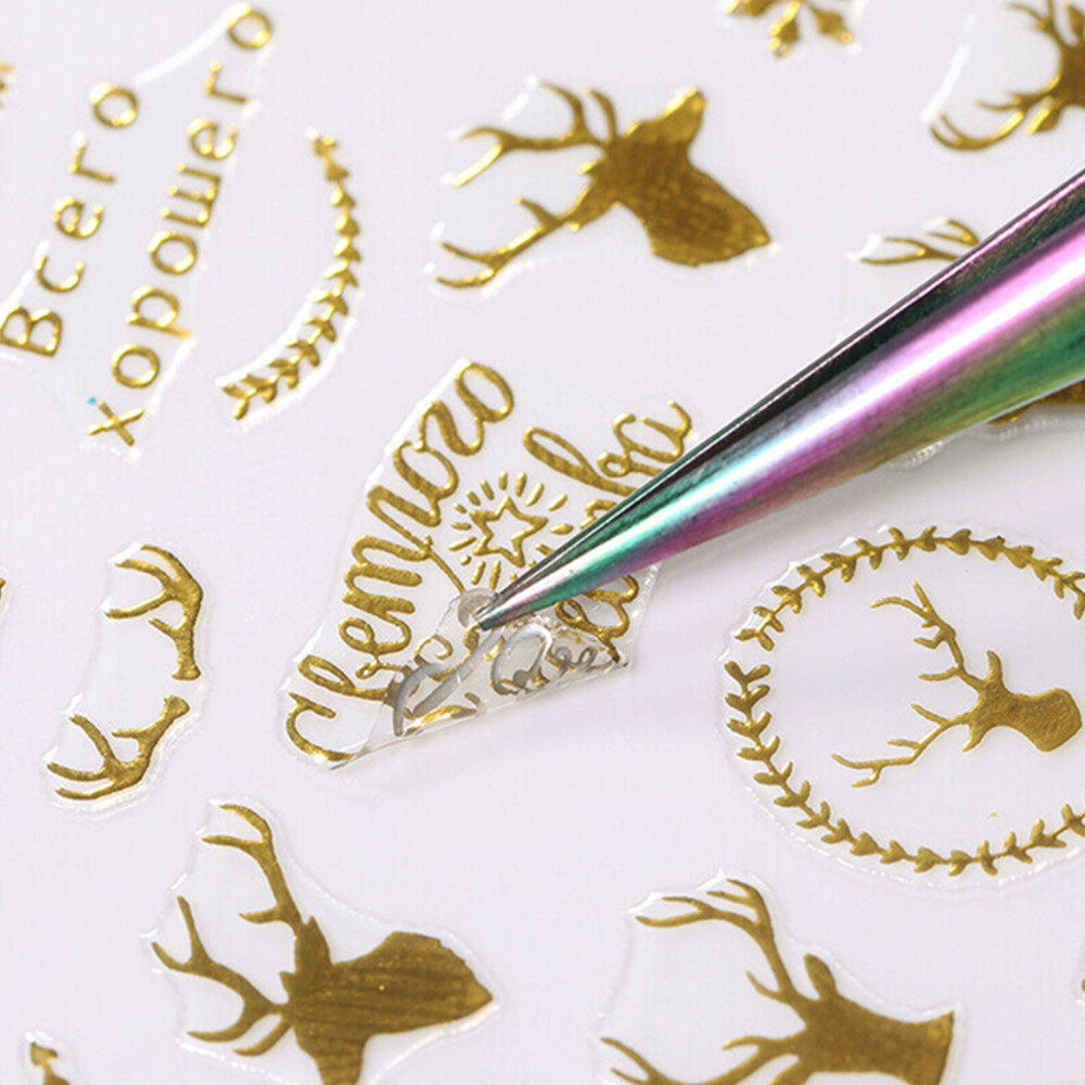 Stickers dán trang trí móng tay chủ đề Giáng sinh 3D đáng yêu