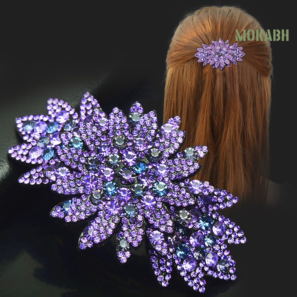 Kẹp Tóc Hình Hoa Đính Đá Lấp Lánh Sang Trọng Chống Trượt
